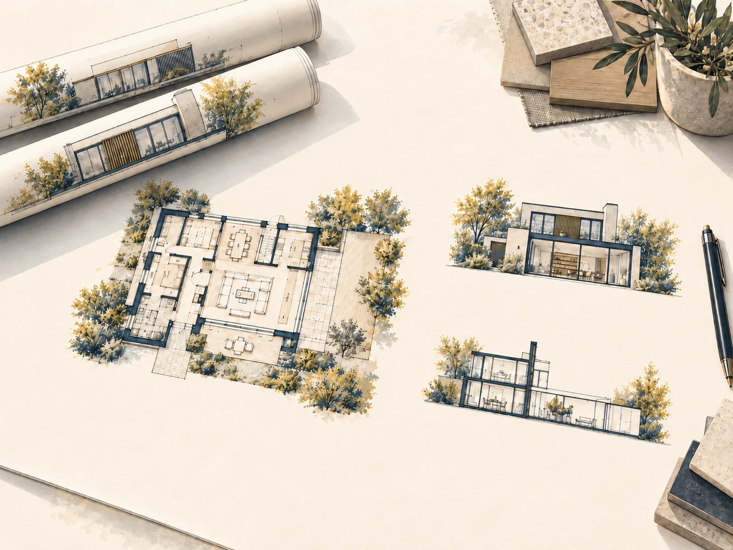 Architectural drawing and design coordination illustration